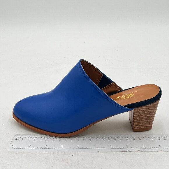 FOWT High Chunky Stacked Heels Mules for Women Closed Pointed Toe Slingback Pump - Picture 2 of 8